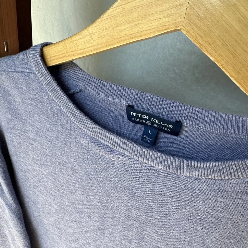 Peter Millar Men's Heathered Purple Crewneck Sweater - Picture 1 of 6
